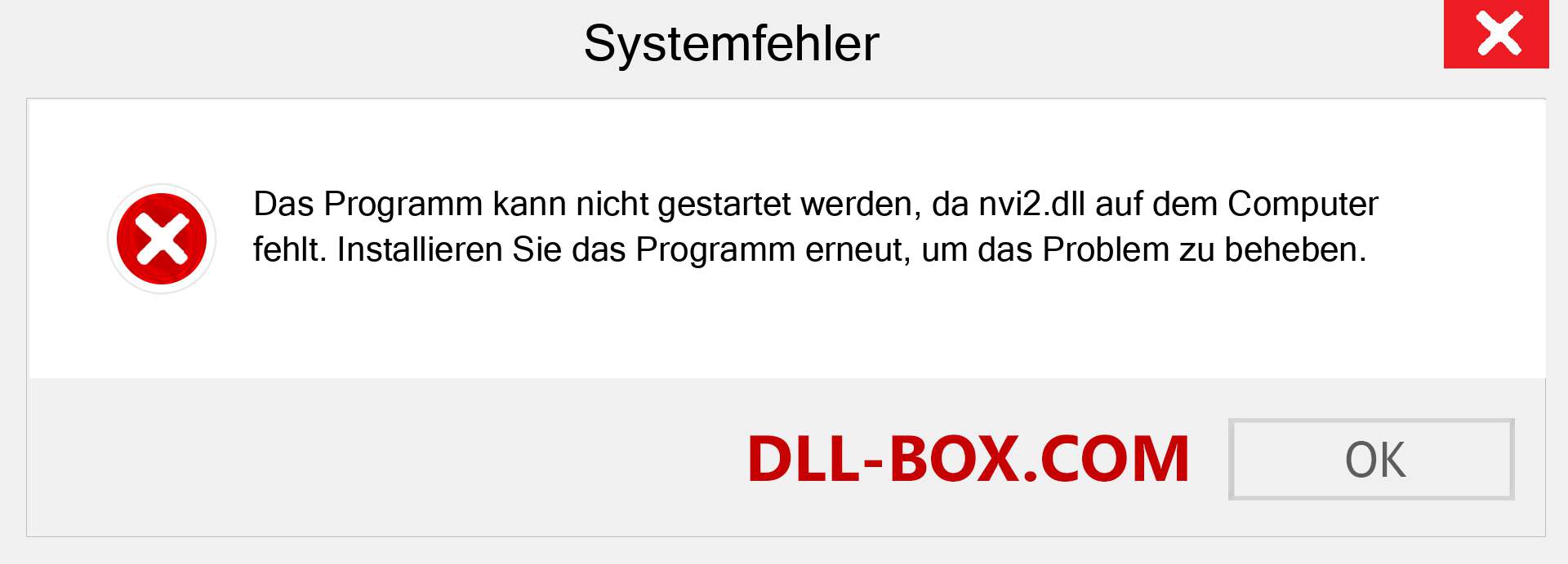 nvi2.dll-Datei fehlt?. Download für Windows 7, 8, 10 - Fix nvi2 dll Missing Error unter Windows, Fotos, Bildern